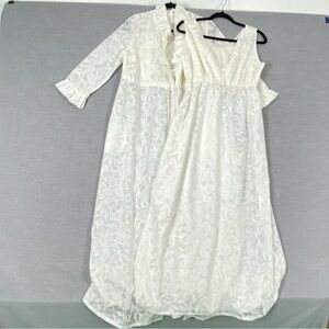 Vintage Bard's Nightgown & Robe Set Floral Sheer Floor Length